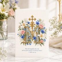 Magnificat Virgem Maria Azul Floral Católica