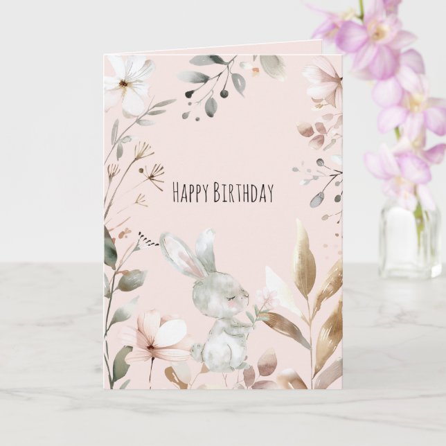 Cartão Magnífico Aniversário Flores Rosa Bege Branco (Orquídea)