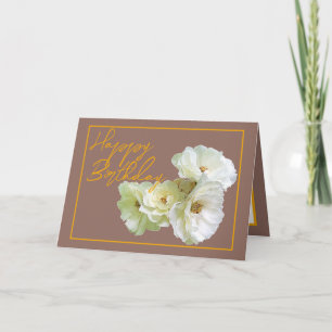 Cartão Magnífico Buquê Floral de Rosa Branca Chic de Aniv