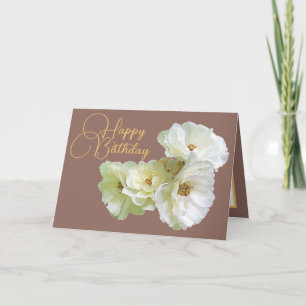 Cartão Magnífico Buquê Floral de Rosa Branca Chic para An