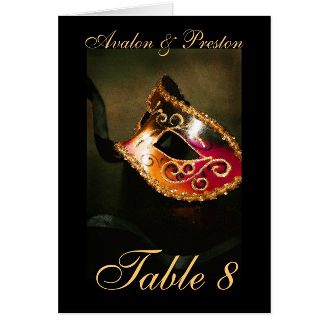 Cartão magnífico do número da mesa da máscara de (Frente)