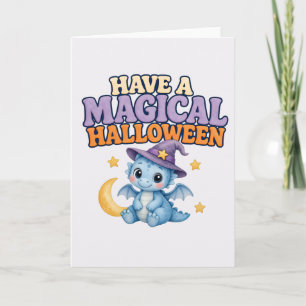 Cartão Magnífico Dragão Azul Bebê no Halloween