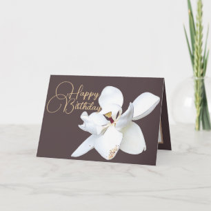 Cartão Magnólia Branca Elegante Cor Botânica Aniversário