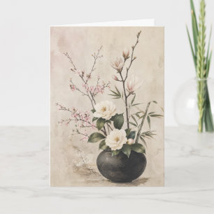 Cartão Magnólia Japonesa Saudação Flor de Cerejeira Zen