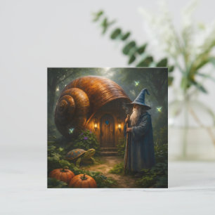 Cartão Mago encantado e casa de caracol fantasia capricho