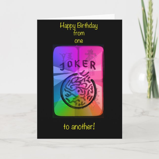 Cartão Mah Jongg Birthday Card Um Joker para Outro (Frente)