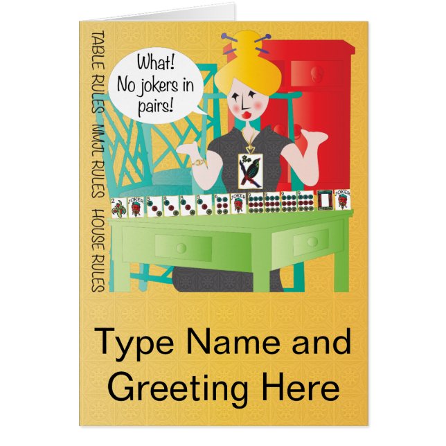 Cartão Mah Jongg Diz Sem Jokers (Frente)