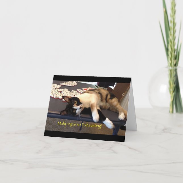 Cartão Mah Jongg Notecard "Mahj-ing está exausto!" (Frente)