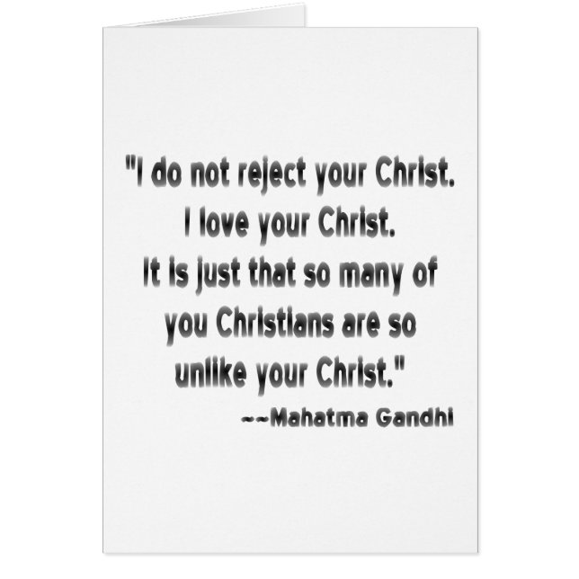Cartão Mahatma Gandhi sobre os cristãos (Frente)