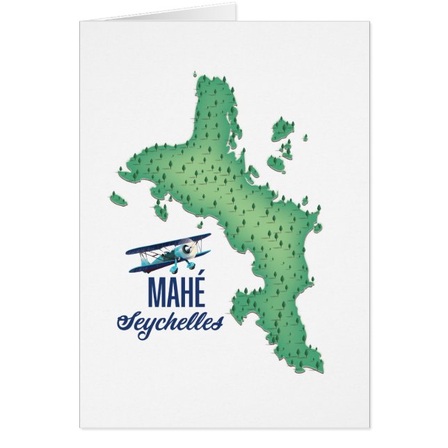 Cartão Mahé, Seicheles Mapa Antigo (Frente)