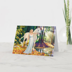 Cartão Maiden and Unicorne Healing Greeting Card