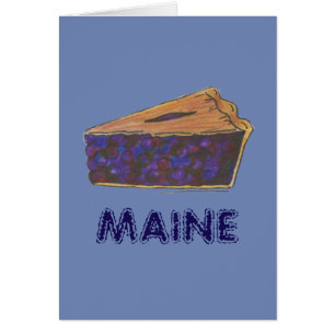 Cartão Maine Blueberry Pie Slice Piece Baking Foodie Blue