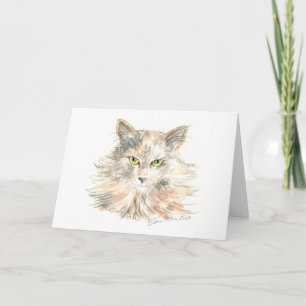 Cartão Maine Coon Cat Watercolor