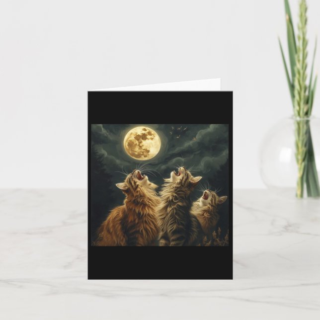 Cartão Maine Coon Howl No Moon Cat Lover (Frente)