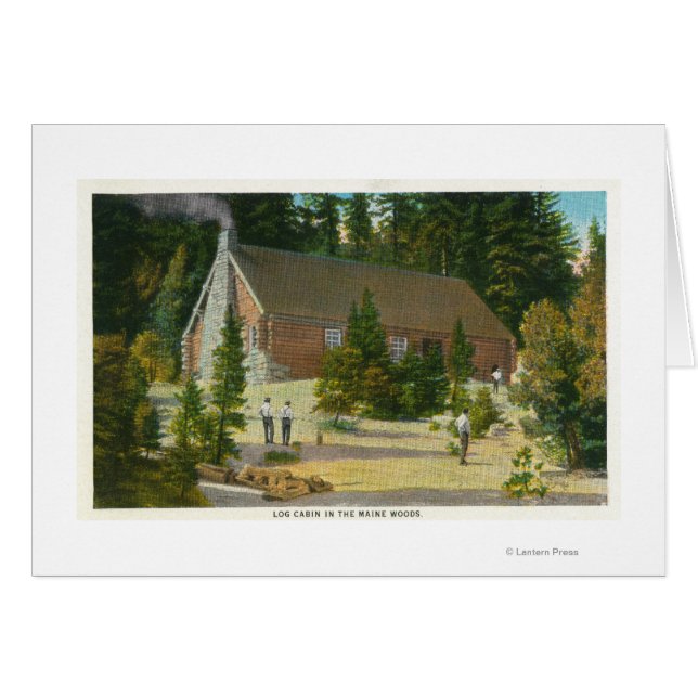 Cartão MaineView de um Log Cabin no Maine Woods (Frente Horizontal)