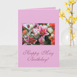 Cartão Maio Aniversário Lily Nascimento Mês Flor