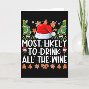 Cartão Mais Propenso a Beber Todo o Vinho no Natal em Fam