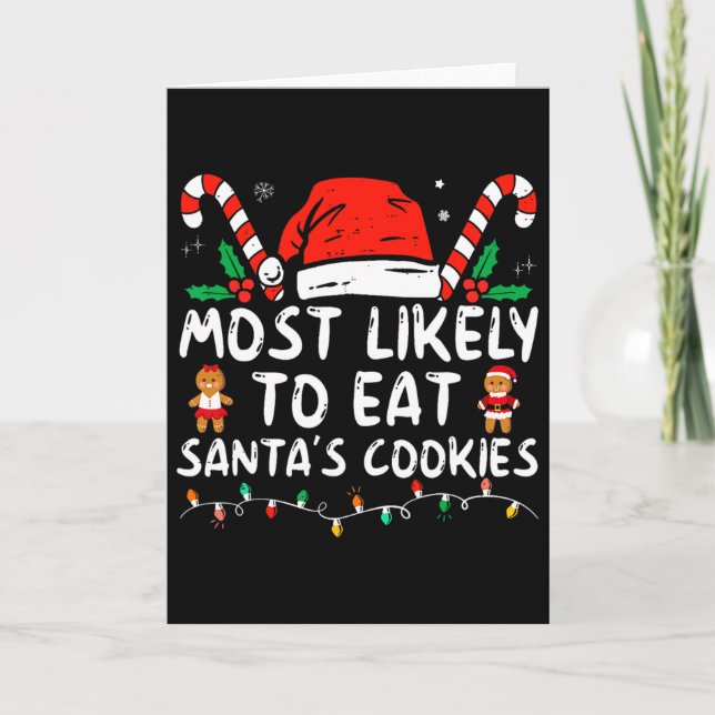 Cartão Mais Propenso a Comer os Biscoitos do Papai Noel F (Frente)