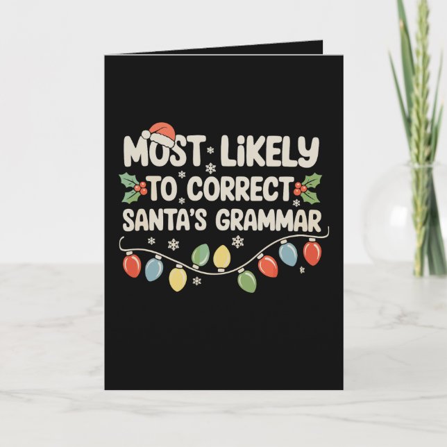 Cartão Mais Propenso a Corrigir a Gramática de Papai Noel (Frente)