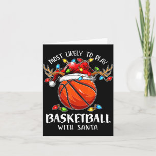Cartão Mais Propenso a Jogar Basquete com o Papai Noel Na