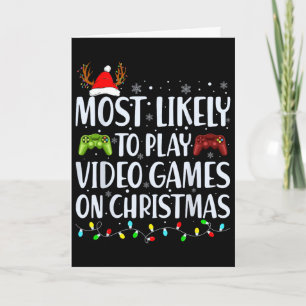 Cartão Mais Propenso a Jogar Video Game no Papai Noel de 