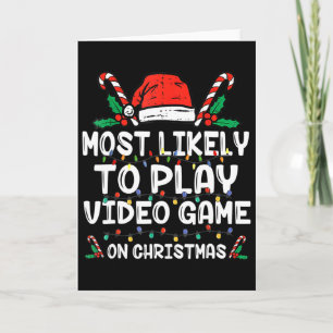 Cartão Mais Propenso a Jogar Video Game no Papai Noel do 