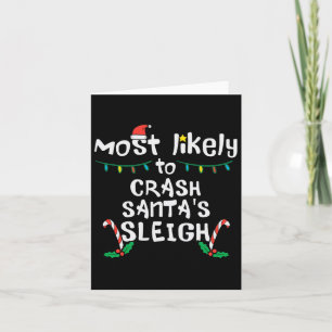 Cartão Mais Provável Crash Santas Sleigh Natal Fam