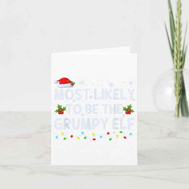 Cartão Mais Provável de Ser o Grumpy Elf Family Crew Chri (Frente)