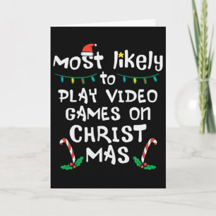 Cartão Mais Provável Jogar Vídeo Jogo Natal Família Xmas