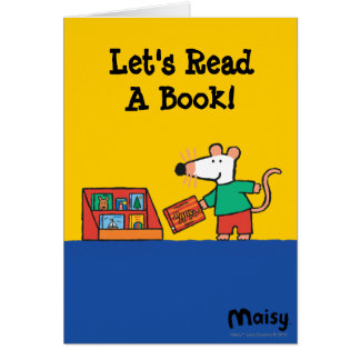 Cartão Maisy com livros da biblioteca