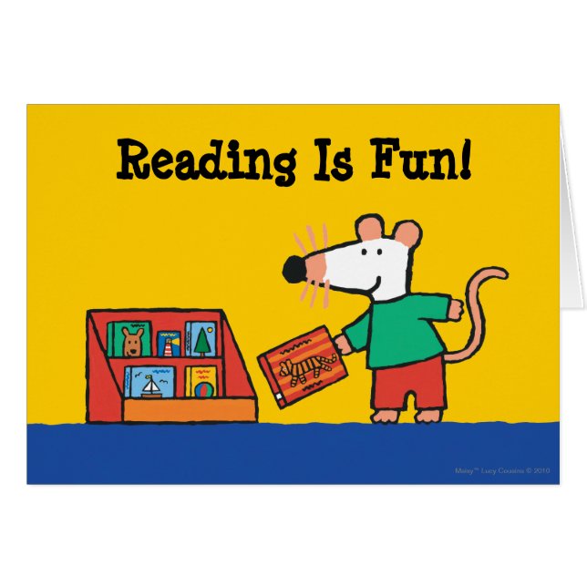 Cartão Maisy com livros da biblioteca (Frente Horizontal)