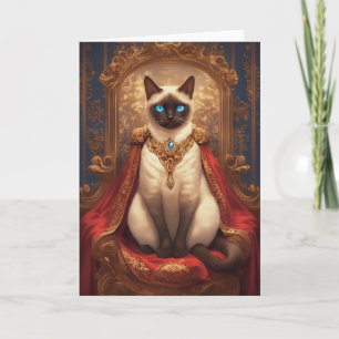 Cartão Majestoso Retrato Real de Gato Siames