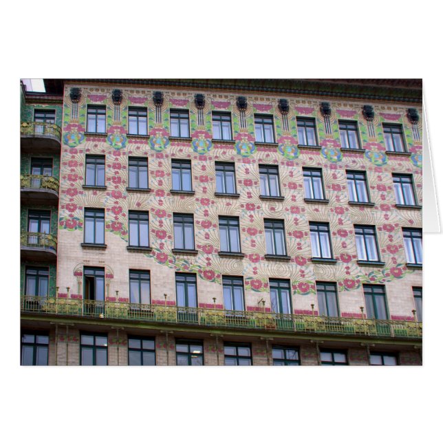 Cartão Majolikahaus Viena Áustria (Frente horizontal)