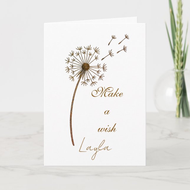 Cartão Make a Wish Custom Text Dandelion (Frente)