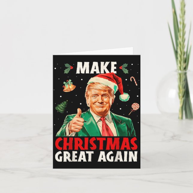 Cartão Make Christmas Great Again Funny Santa Trump 2025  (Frente)