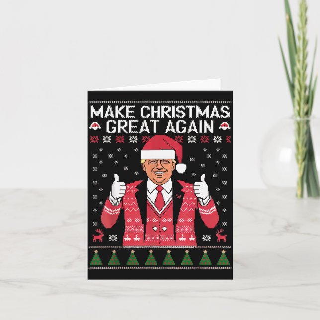 Cartão Make Christmas Great Again Trump Pajamas Ugly  (Frente)