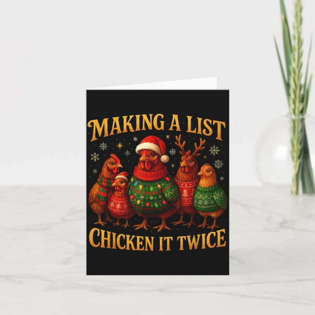 Cartão Making A List Chicken It Twice Funny Christmas  (Frente)