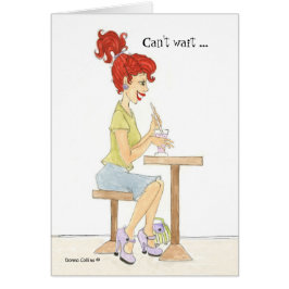 Cartão Mal posso esperar para te ver, moça de refrigerant