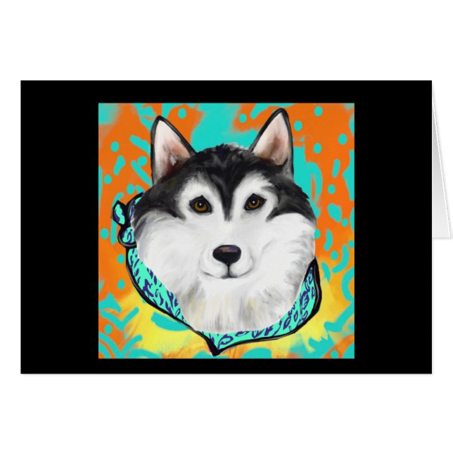 Cartão Malamute do Alasca (Frente Horizontal)