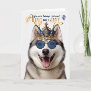 Cartão Malamute Dog King para um dia de aniversário engra