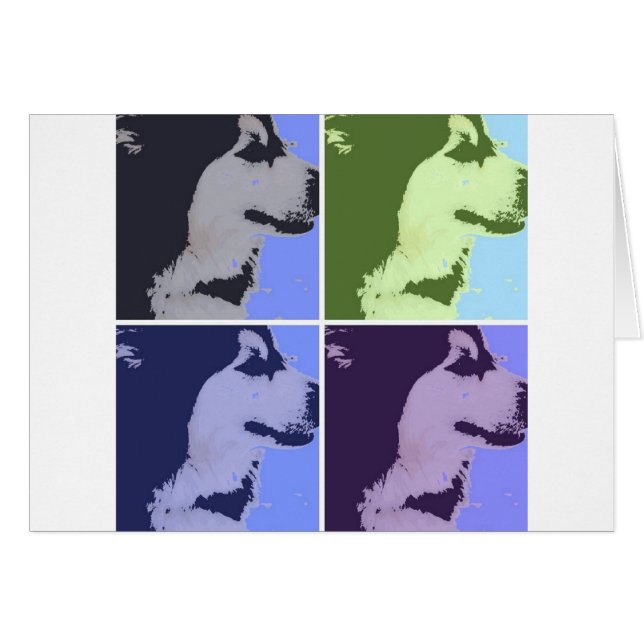 Cartão Malamute Dog Pop Art (Frente Horizontal)