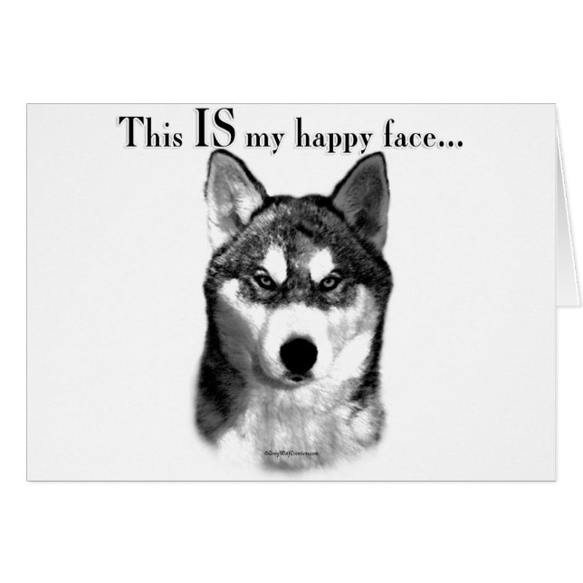 Cartão Malamute Happy Face (Frente Horizontal)