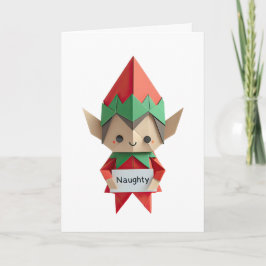 Cartão Malandro ELF origami engraçado natal lista de mala
