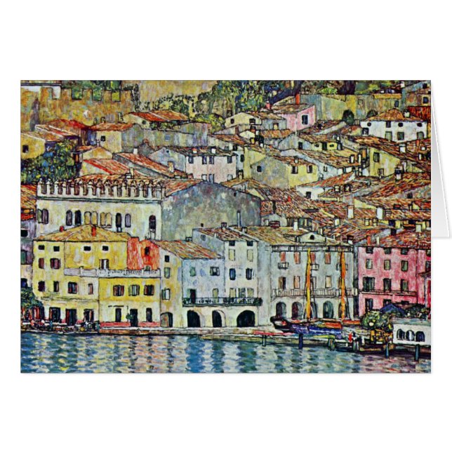 Cartão Malcesine no lago Garda por Gustav Klimt (Frente Horizontal)