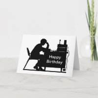 Male Ham Tomando Mensagem Silhouday Card