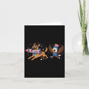 Cartão Malinois Belga Bandeira Americana Dia da Memória