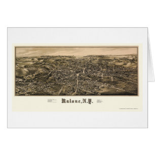 Cartão Malone, mapa panorâmico de NY - 1886