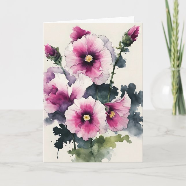 Cartão Malvarisco - Flores de aquarela (Frente)
