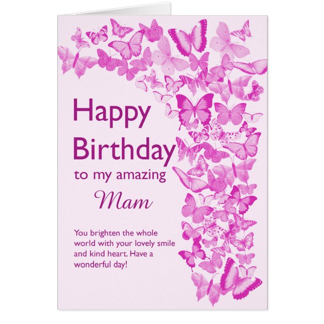 Cartão Mam Birthday Butterflies (Frente)