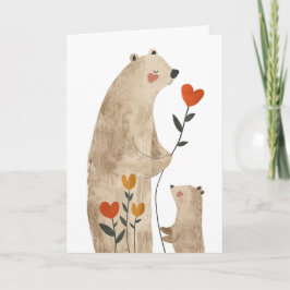 Cartão Mama Bear e Cub com Dia de as mães de Fotografia